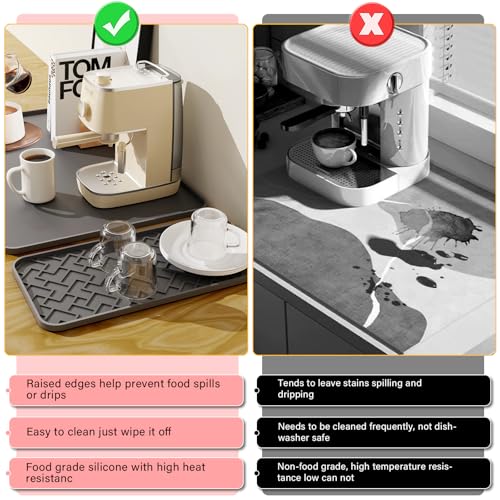 Coffee Mat 19" x 12" Silicone Coffee Bar Mat