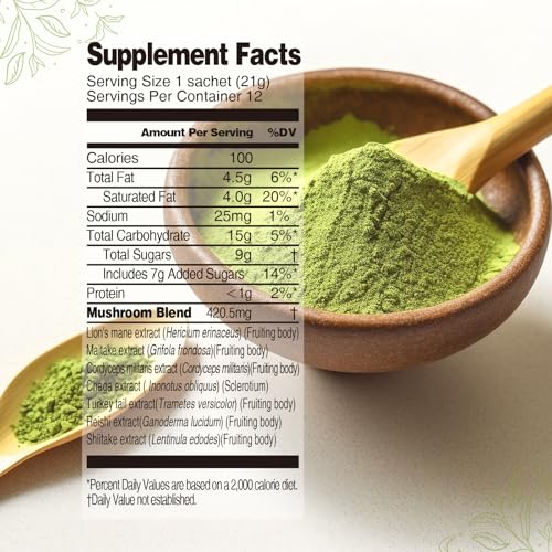 Mushroom Matcha Powder Latte Mix (7.4 Ounce)