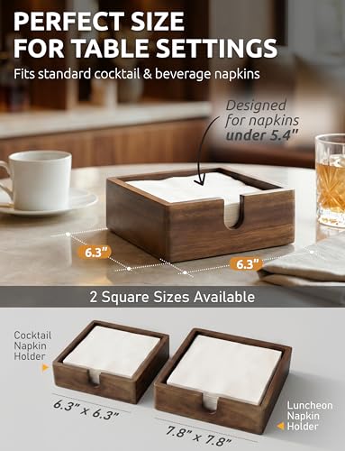 Acacia Wood Cocktail Napkin Holder 5.4 in