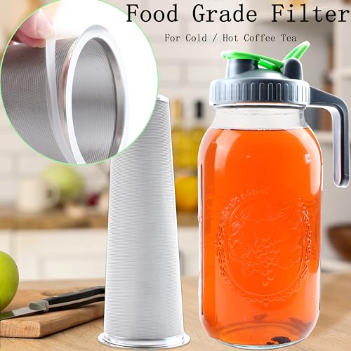 64 Oz Mason Jar Cold Brew Coffee Tea Maker With Food Grade Filter Infuser 2 Quart Glass Pitcher With Lid Half Gallon Iced Hot Tea Pitchers Leak