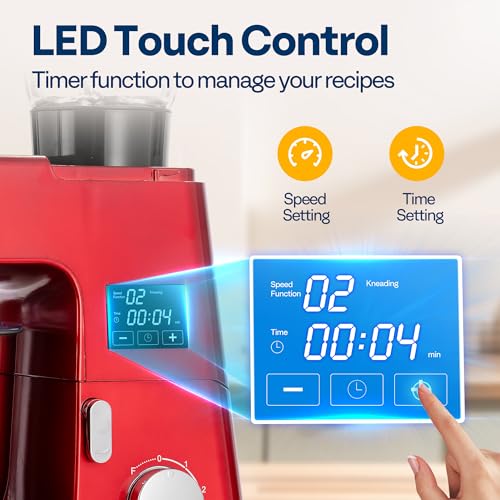 9-in-1 Stand Mixer with Fermentation & Timer, 7.5-Quart, Red