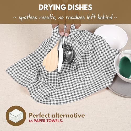 4 Pack Gingham Plaid Kitchen Towels 16"x26"