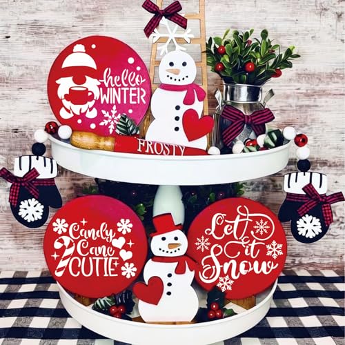 30 Pcs Christmas Stencils for Painting on Wood 4 Inch Reusable Small Christmas Ornament Stencil for DIY Crafts Ornament Wood Card Paper Fabric (30 Count)