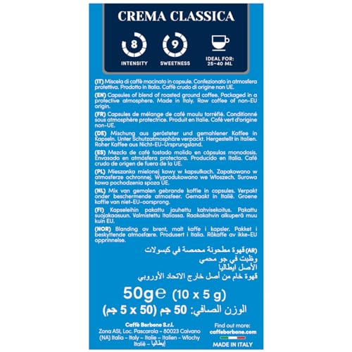 Crema Classica Aluminum Capsules Compatible with Nespresso Original Machines (50 Count)