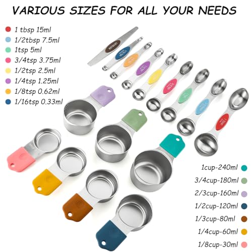 Magnetic Measuring Cups and Magnetic Measuring Spoons Set Stainless Steel