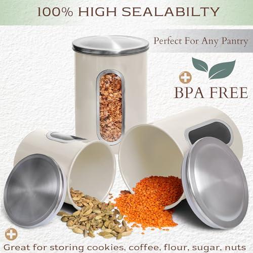 3 Pcs Beige Canisters Set for Kitchen Storage Airtight Jars (3 Count)