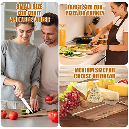 12 Packs Wooden Cutting Board Set with Handles Large Kitchen Serving Plain Chopping Board Bulk Gifts for Mom for Vegetables Meat Pizza Cheese Fruit Bread (12 Count)