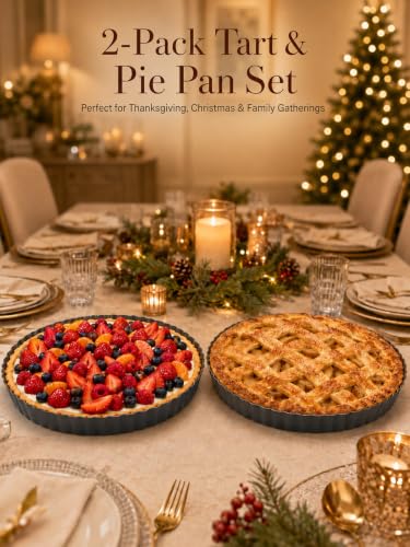 9 Inch Quiche Pans 2 Pack. Removable Bottom