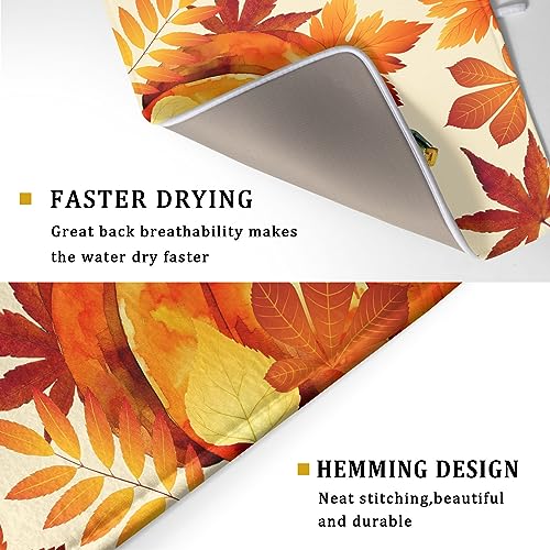 Autumn Pumpkin Maple Leaf Dish Drying Mat for Kitchen Counter