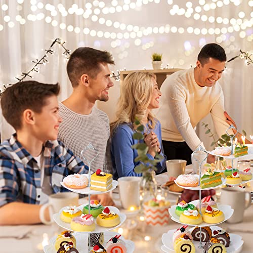 6 Pack 3 Tiered Serving Tray White Plastic Dessert Tower (6 Count)