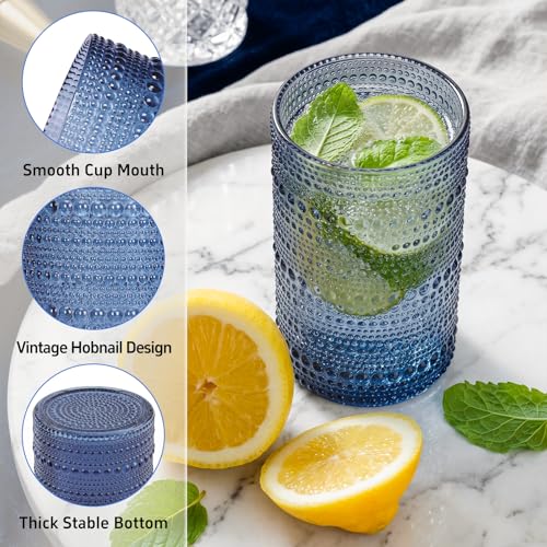 Hobnail Drinking Glasses Set of 12 Kitchen Glass Cups Glassware (12 Count)