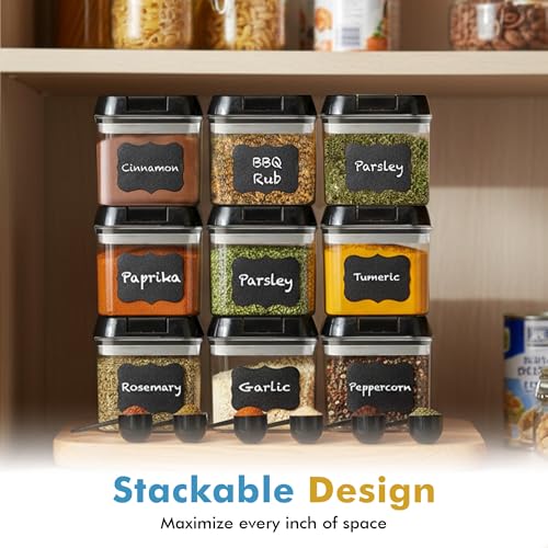 9PC (0.5L | 17oz) Airtight Pantry Storage Containers with 6 Spoons (9 Count)