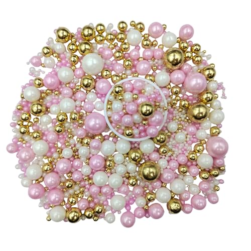 Edible White Pink Gold Sugar Pearls Candy Sprinkles 120G (4.23 Ounce)