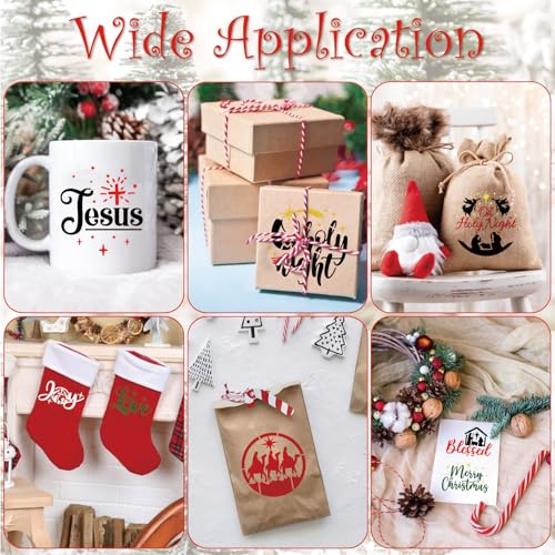 30 Pieces Small Christmas Nativity Stencils for Painting on Wood Reusable Palstic Nativity Scene Stencils for DIY Crafts Ornament Wood Cookie (30 Count)