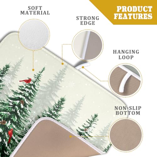Winter Green Pine Tree Dish Drying Mat for Kitchen Counter