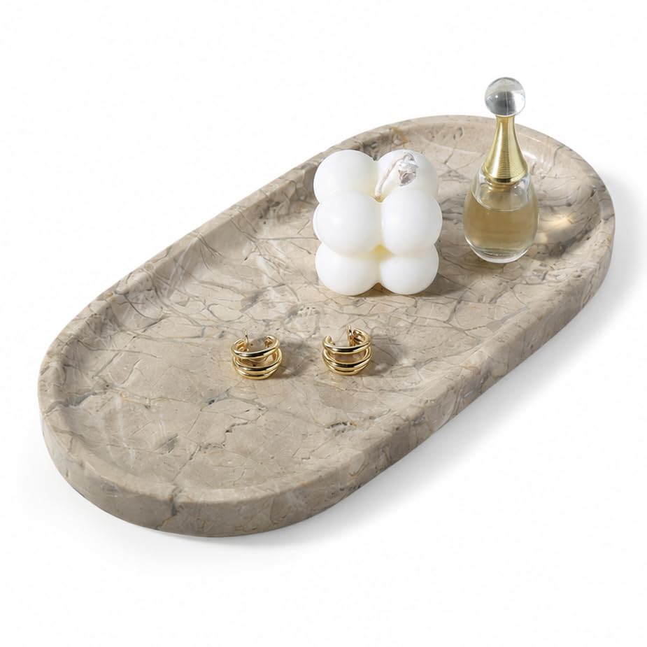 Natural Silver Pearl Marble Decorative Tray