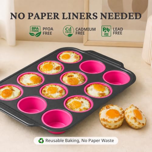 Silicone Muffin Pans for Baking with Metal Frame