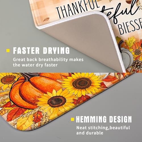 Autumn Pumpkins Dish Drying Mat for Kitchen Countertop