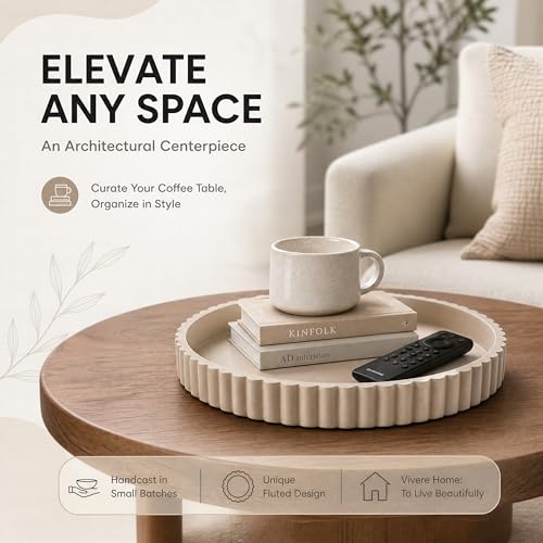 11 Inch Concrete Round Tray Home Decor for Coffee Table Decor
