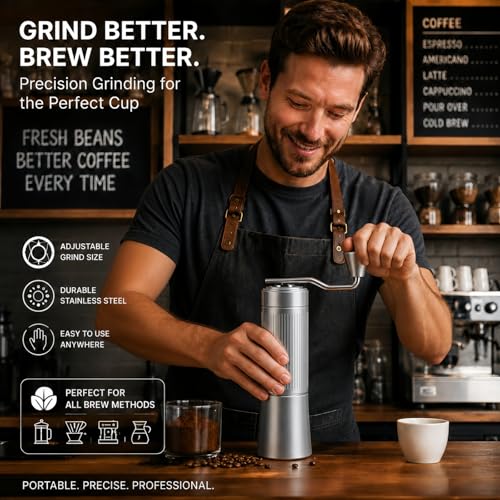 2-in-1 Portable Electric & Manual Coffee Grinder, Silver