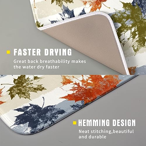 Autumn Colorful Maple Leaves Dish Drying Mat for Kitchen Counter