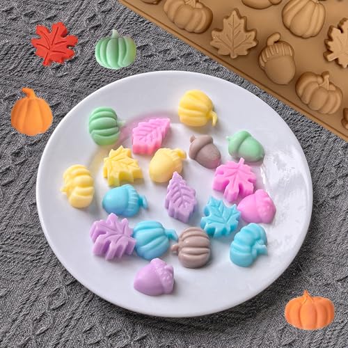 2PCS Fall Silicone Molds Thanksgiving Chocolate Mold 36 Cavities Nude Color (2 Count)
