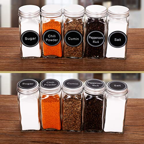25 Pcs 4 oz Glass Spice Jars with 703 Spice Labels and Shaker Lids (25 Count)