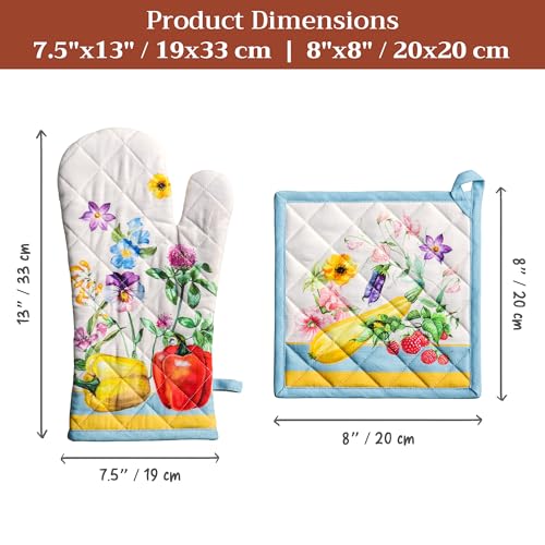 100% Cotton Oven Mitt & Pot Holder Set
