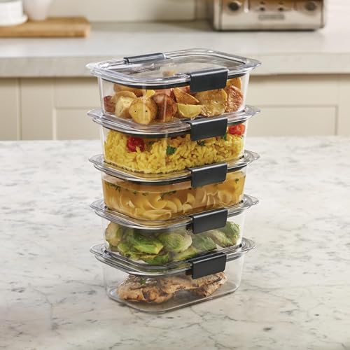Brilliance Tritan Plastic Food Storage Containers BPA Free Airtight Lids Ideal for Lunch Meal Prep & Leftovers Set of 5 (5 Count)