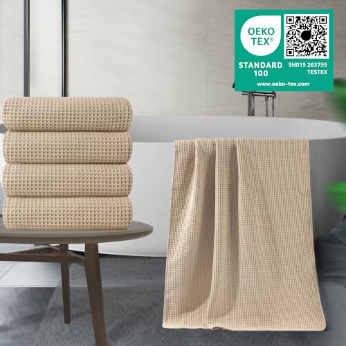 430 GSM Poly Blend Microfiber Quick Dry Waffle Bath Towel (4 Count)