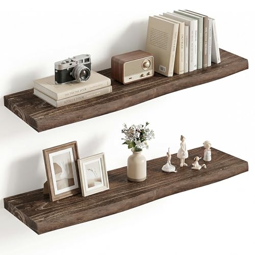 Wood Floating Shelves Live Edge 32” Set of 2 (2 Count)