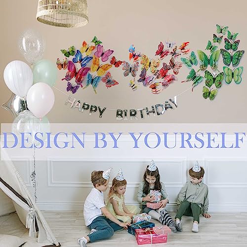 3D Butterfly Wall Decor Butterfly Decorations Stickers with Magnets (24 Count)