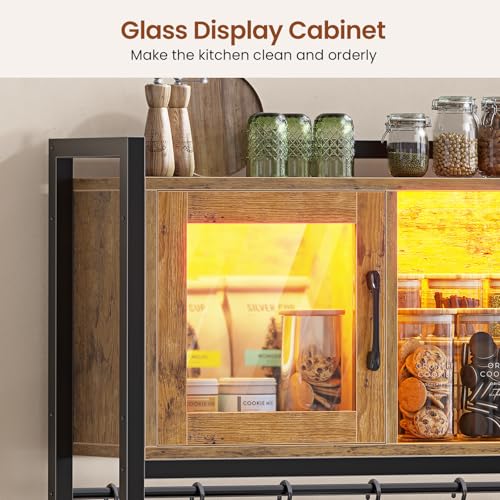 Bakers Rack with Power Outlet and LED Light