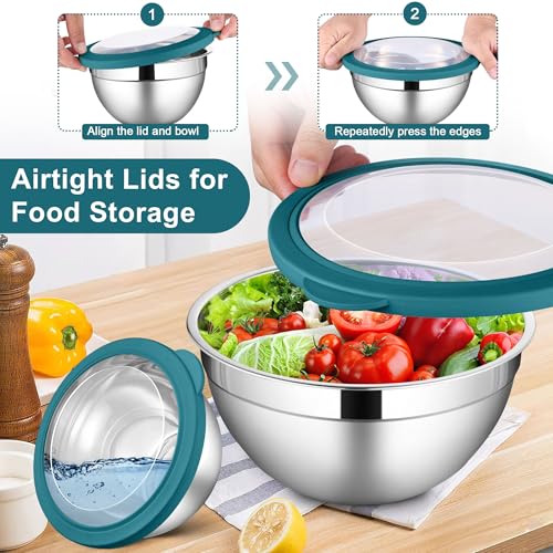 6 PCS Stainless Steel Mixing Bowls (12 Count)