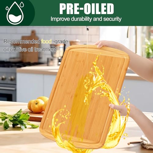 Bamboo Cutting Boards for Kitchen Set of 2 (2 Count)