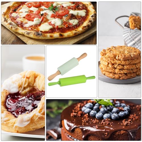 Silicone Rolling Pins for Baking 15 Inch Wooden Handle Non Stick Rolling Pin Small Roller Playdough Rolling Pins for Dough Pizza Pastry Fondant Kitchen