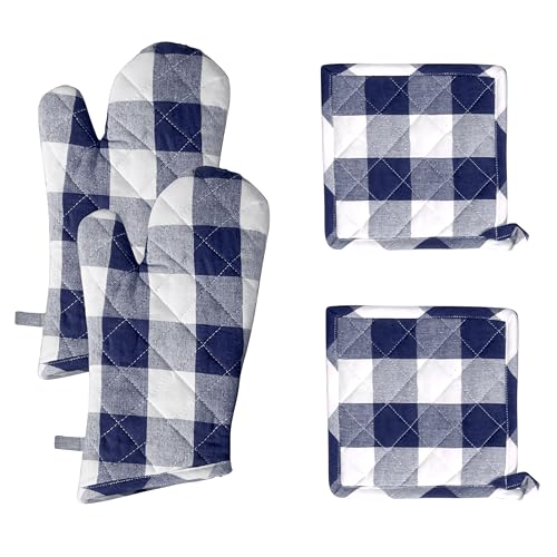 Buffalo Plaid Check Oven Mitts and Pot Holders Set of 4 (4 Count)