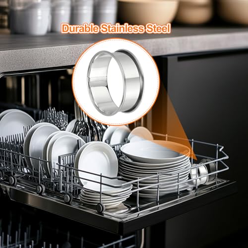 6pcs Crumpet Rings 2.36" Nonstick Round Cake Ring Stainless Steel Double Rolled English Pastry Rings for Kitchen Baking Crumpet Dessert (6 Count)