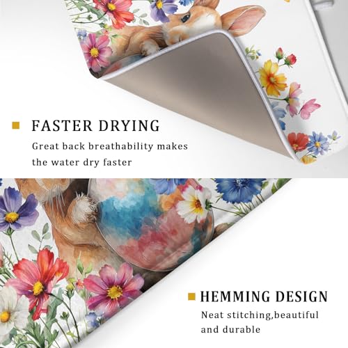 Spring Easter Rabbit Egg Dish Drying Mat for Kitchen Counter