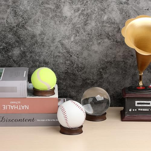 Pack of 3 Wooden Sphere Holder Display Stand for Crystal Sport Ball (3 Count)