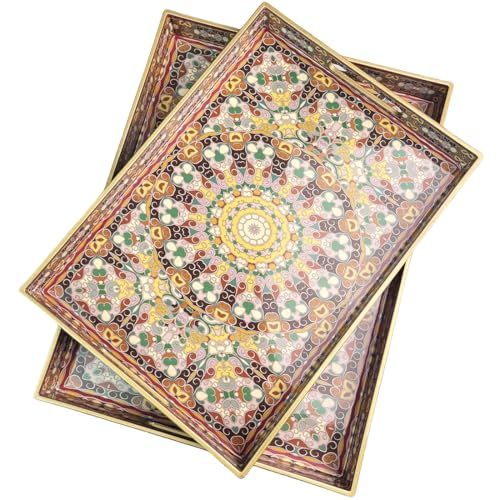 2pcs Boho Red Decorative Serving Tray