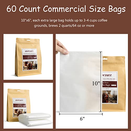 Cold Brew Coffee Bags 60 Count Disposable Fine Mesh Brewing Bags for Concentrate