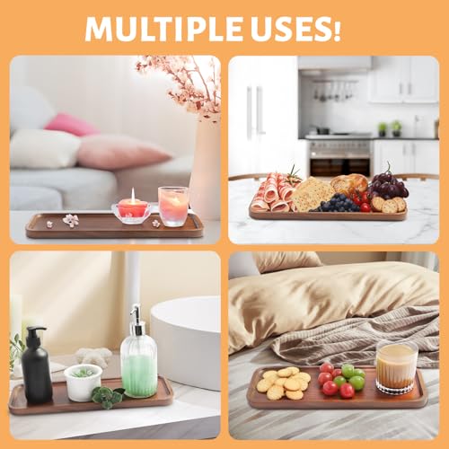 Solid Acacia Wood Serving Tray (3 Count)