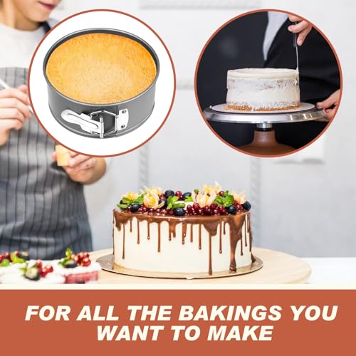 4 Pcs 6 Inch Non Stick Springform Pan with Removable Bottom Carbon Steel Round Springform Cheesecake Pan with Stainless Steel Spring Buckles for Baking Kitchens Restaurant (4 Count)