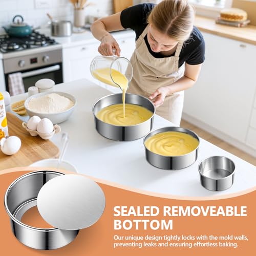 4/7/9-Inch Cake Pan Set, Removable Bottom, 304 Stainless Steel