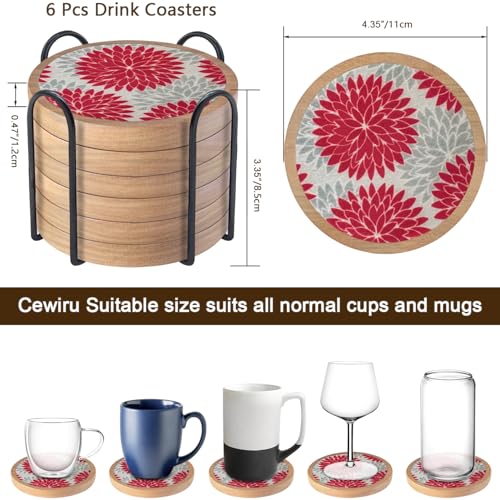 Wood Coasters Set of 6 with Holder