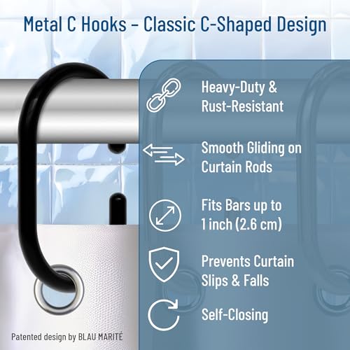 12 Metal Shower Curtain Hooks (12 Count)