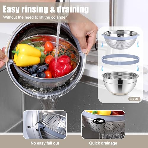 Stainless Steel Mixing Bowls with Lids & Colander (6 Count)