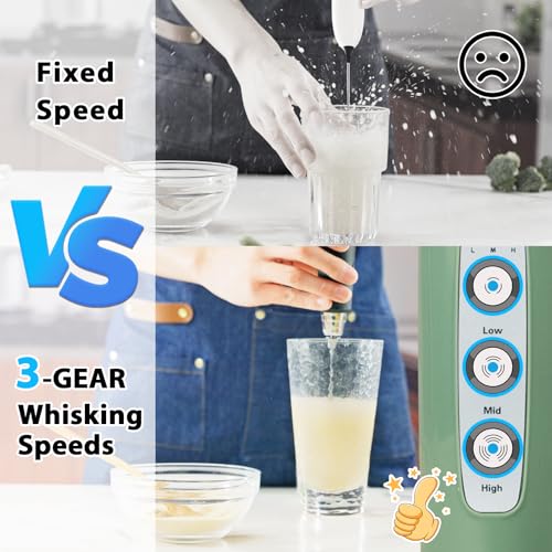 Milk Frother Wand Rechargeable Handheld Electric Whisk 3 Speed Adjustable