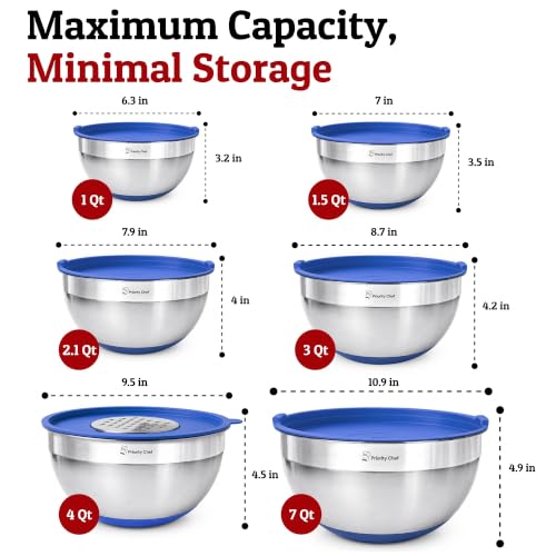6Pc Stainless Steel Mixing Bowls with Lids Set